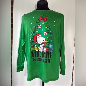 Peanuts Men’s Snoopy “Merry & Bright “ Long Sleeve Pajama Top Size XL